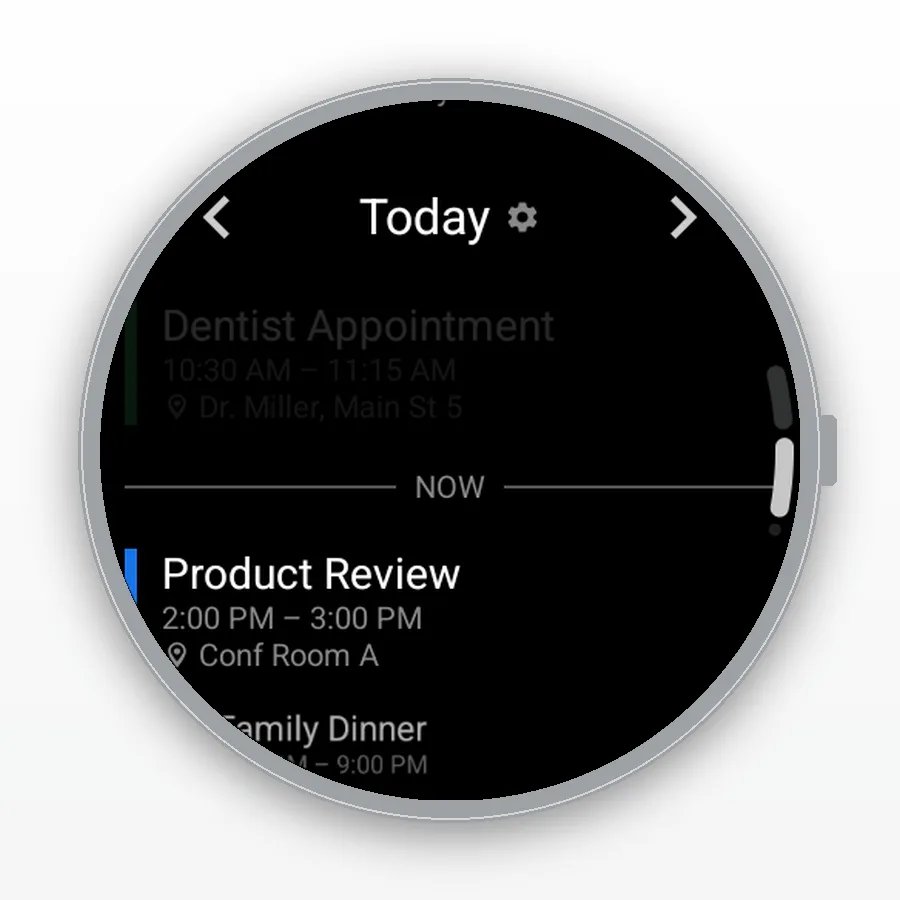 Day view on the watch in the Plus tier