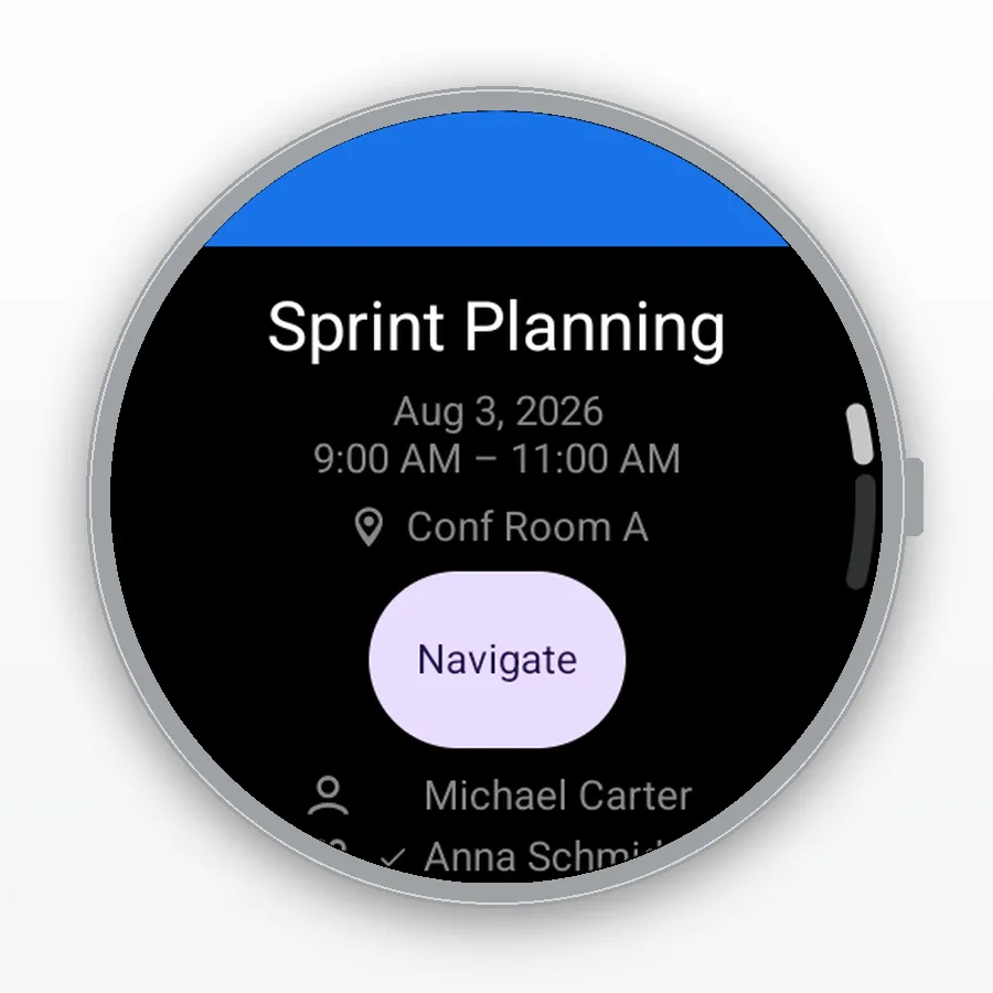 Event detail view with location and Navigate button in the Pro tier